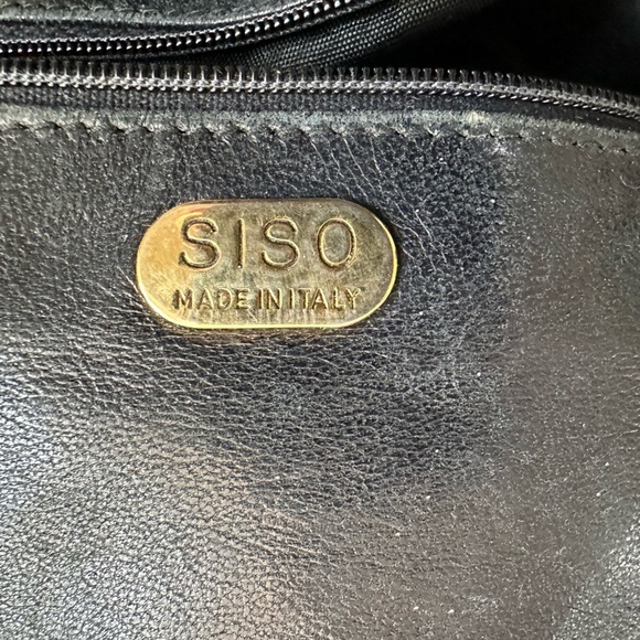 Vintage ITALIAN SISO Black Leather Bucket Bag Purse - Picture 10 of 10